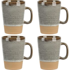 Gibson Elite Dreamweaver 4 Piece 17 Ounce Round Earthenware Mug Set in Earthy Brown