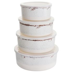 Laurie Gates California Designs Mauna 8 Piece Melamine Nesting Storage Bowl Set in Cracked White