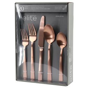 Gibson Elite Earlston 20 Piece Stainless Steel Flatware Set in Bronze