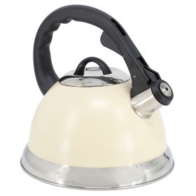 Mr. Coffee Clarefield 2.4 Quart Stainless Steel Whistling Tea Kettle in White