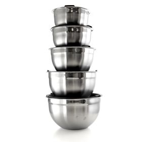 MegaChef 5 Piece Multipurpose Stackable Mixing Bowl Set with Lids