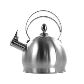 MegaChef 2.8 Liter Round Stovetop Whistling Kettle in Brushed Silver