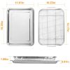 2Pcs Air Fryer Basket Tray 15.35x11.61in Stainless Steel Rustproof Non-Stick Oven Pan and Tray