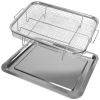 2Pcs Air Fryer Basket Tray 15.35x11.61in Stainless Steel Rustproof Non-Stick Oven Pan and Tray