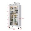 Open-door kitchen shelving Floor-to-ceiling multilevel household microwave storage cabinet bowls side cabinets cabinets Storage cabinets white color