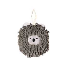 1pc Hand Towel Ball; Cartoon Hanging Towel; Quick Drying; Kitchen And Bathroom; Chenille Lovely Rag; Thickened Towel 6.69"×6.69" (Color: Koala)