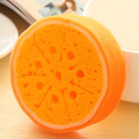 Dishwashing Sponge Kitchen Supplies Tools Cute Fruit Shape Clean Stains Removing Kit Useful Things For Home Cleaning Accessories (Color: Sweet Orange)