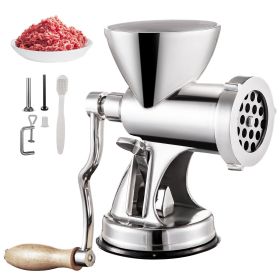 Multifunctional Crank Meat Grinder Manual 304 Stainless Steel Hand Operated Meat Grinder (Color: Silver)