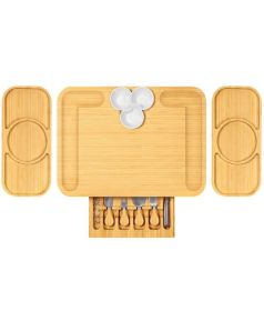 Kitchen Natural Bamboo Cutting Board Bamboo Cheese Board Set (Color: Natural)