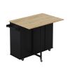 Multi-Functional Kitchen Island Cart with 2 Door Cabinet and Two Drawers,Spice Rack, Towel Holder, Wine Rack, and Foldable Rubberwood Table Top