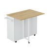 Multi-Functional Kitchen Island Cart with 2 Door Cabinet and Two Drawers,Spice Rack, Towel Holder, Wine Rack, and Foldable Rubberwood Table Top